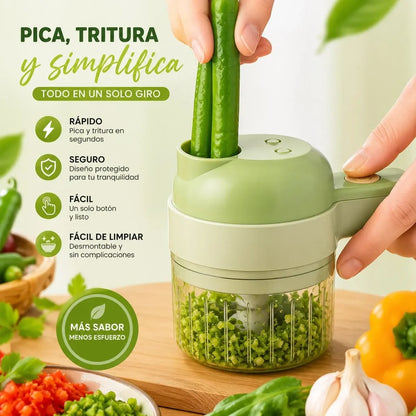 Cortador de verduras eléctrico de mano 4 en 1 recargable inalámbrico