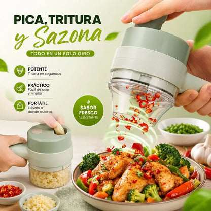 Cortador de verduras eléctrico de mano 4 en 1 recargable inalámbrico